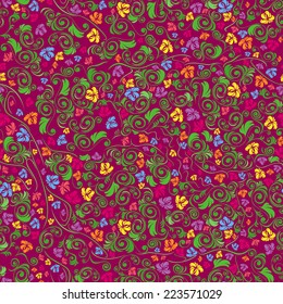 Colorful floral seamless pattern, hand drawing vector illustration