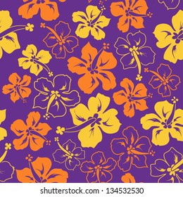 Colorful floral seamless pattern of hibiscus