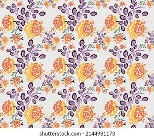 colorful floral seamless pattern illustration fabric design 