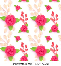 Colorful floral seamless pattern isolated on white. Vector illustration