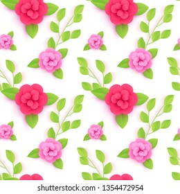 Colorful floral seamless pattern isolated on white. Vector illustration