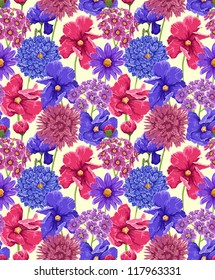 Colorful floral seamless pattern on light background