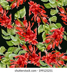 Colorful floral seamless pattern on black background vector