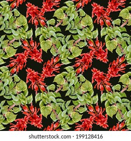 Colorful floral seamless pattern on black background 