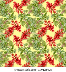 Colorful floral seamless pattern on yellow background 