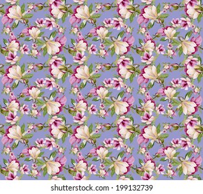 Colorful floral seamless pattern on purple background vector