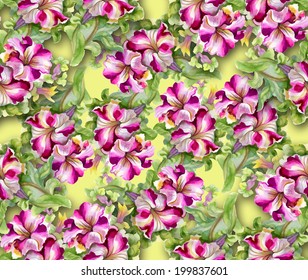 Colorful floral seamless pattern on yellow background vector