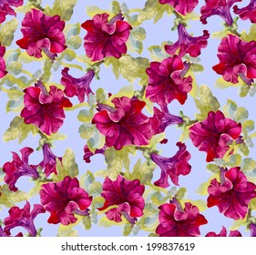 Colorful floral seamless pattern on blue background vector