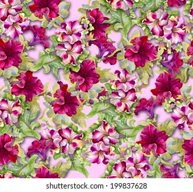Colorful floral seamless pattern on pink background vector
