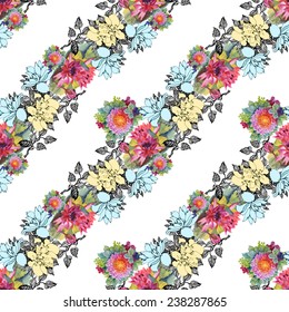 Colorful floral Seamless pattern on white background vector illustration