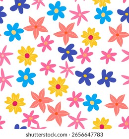Patrón inconsútil floral colorido sobre fondo blanco