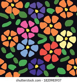 Patrón floral sin costuras colorido con flores simples