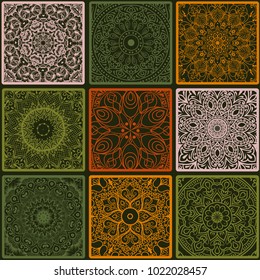 Colorful floral seamless pattern from squares