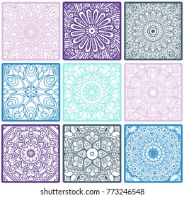 Colorful floral seamless pattern from squares