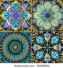 Colorful floral seamless pattern from squares