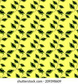 Colorful floral seamless pattern. Seamless texture with summer branch on yellow background. Seamless pattern can be used for wallpaper, pattern fills, web page background,surface textures.