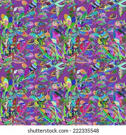 Colorful floral seamless pattern. Seamless texture with summer branch on blue background. Seamless pattern can be used for wallpaper, pattern fills, web page background,surface textures. 