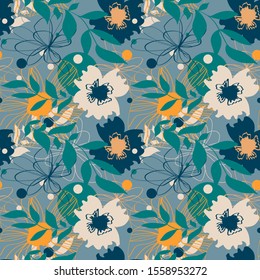 Colorful floral seamless pattern, vector