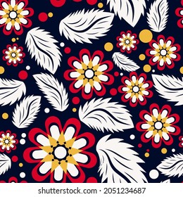 Colorful floral seamless pattern.
 Vector illustration for print, fabric, cover, packaging, design any of your projects.