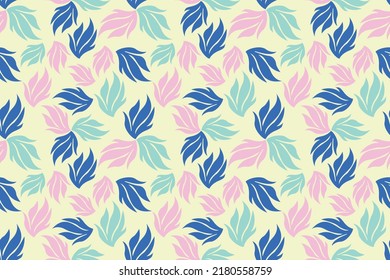 Colorful Floral Seamless Pattern. Vector Eucalyptus Leaves and Blossom Elements. Botanical Summer Background. Floral Seamless Pattern for Wedding, Print, Textile, Fabric, Paper. Vector illustration