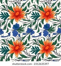 colorful floral seamless pattern with white background. Daisy floral pattern.