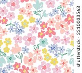 COLORFUL FLORAL SEAMLESS REPEAT PATTERN IN EDITABLE VECTOR FILE