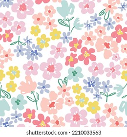 COLORFUL FLORAL SEAMLESS REPEAT PATTERN IN EDITABLE VECTOR FILE