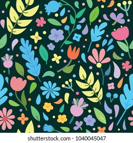 Colorful floral seamless colorful vector pattern