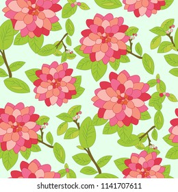 Colorful Floral seamless vector pattern -off white background. Hand drawn vector illustration