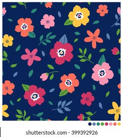 Colorful floral seamless vector pattern