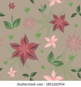 colorful floral seemless pattern with botanique elements