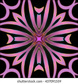 Colorful floral stylized flower wavy swirl folk classic geometric ornament background pattern
