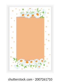 Colorful floral summer background with daisies, layout banners design. Poster, greeting card, wedding invitation, save the date, baby shower card. Vector illustration