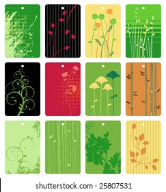 Colorful floral tags vector set