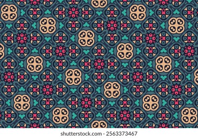 Colorful floral textile pattern design