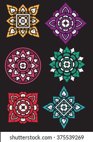 colorful floral of Thai pattern background vector