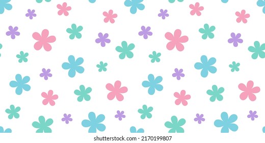 Colorful floral vector background, seamless repeating pattern