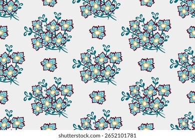 Colorful floral vector illustration, botanical hand drawing pattern design for fabric,cloth,dress,carpet,curtain,sarong,batik.