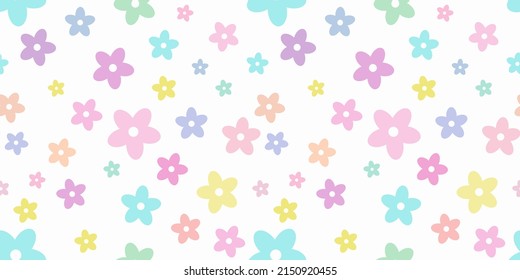 Colorful floral vector pattern, seamless repeat background