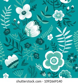 colorful floral vector seamless pattern