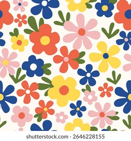 Colorful floral vector seamless pattern 