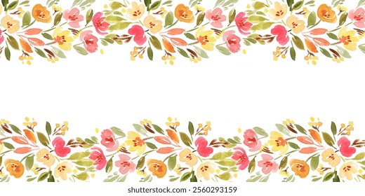 Colorful floral watercolor frame for wedding, birthday, card, background, invitation, wallpaper, sticker, decoration etc.