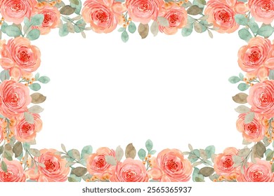 Colorful floral watercolor frame for wedding, birthday, card, background, invitation, wallpaper, sticker, decoration etc.