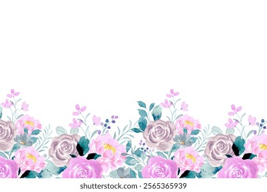 Colorful floral watercolor frame for wedding, birthday, card, background, invitation, wallpaper, sticker, decoration etc.