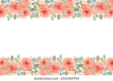 Colorful floral watercolor frame for wedding, birthday, card, background, invitation, wallpaper, sticker, decoration etc.