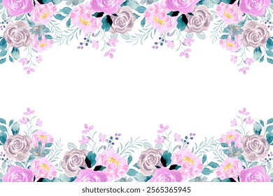 Colorful floral watercolor frame for wedding, birthday, card, background, invitation, wallpaper, sticker, decoration etc.