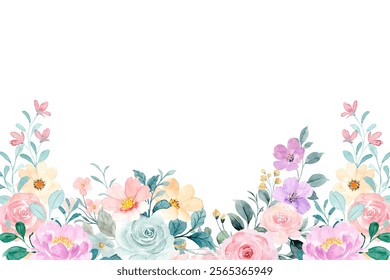 Colorful floral watercolor frame for wedding, birthday, card, background, invitation, wallpaper, sticker, decoration etc.