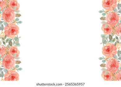 Colorful floral watercolor frame for wedding, birthday, card, background, invitation, wallpaper, sticker, decoration etc.