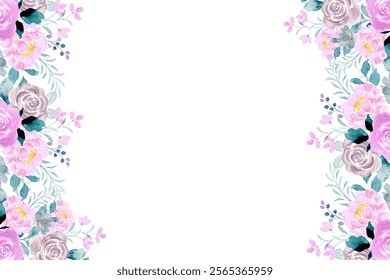 Colorful floral watercolor frame for wedding, birthday, card, background, invitation, wallpaper, sticker, decoration etc.