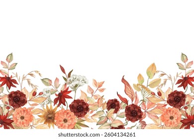 Colorful floral watercolor frame for wedding, birthday, card, background, invitation, wallpaper, sticker, decoration etc.